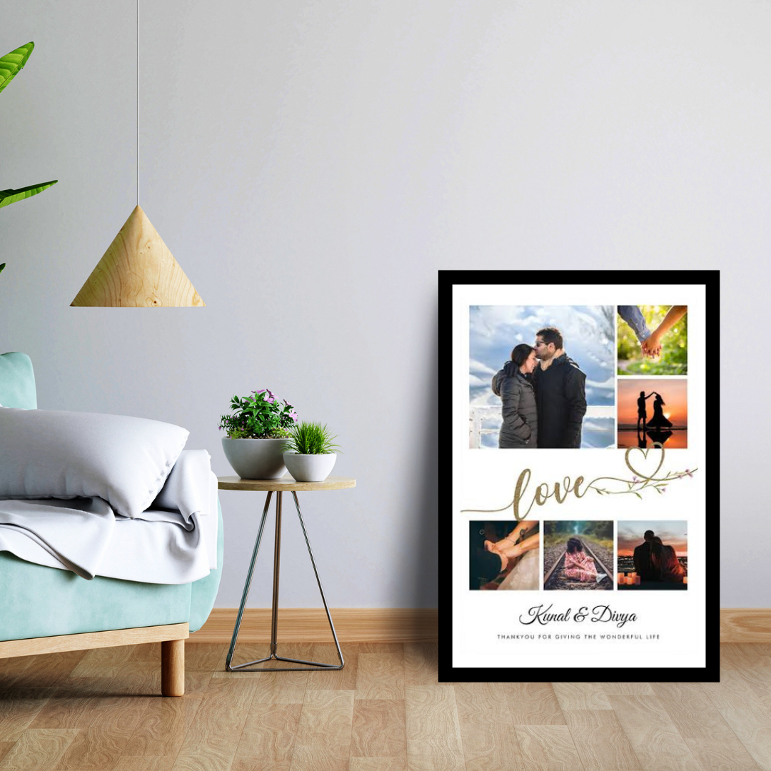 Custom Love Photo Collage Frame | Personalized Couple Gift & Anniversary Decor