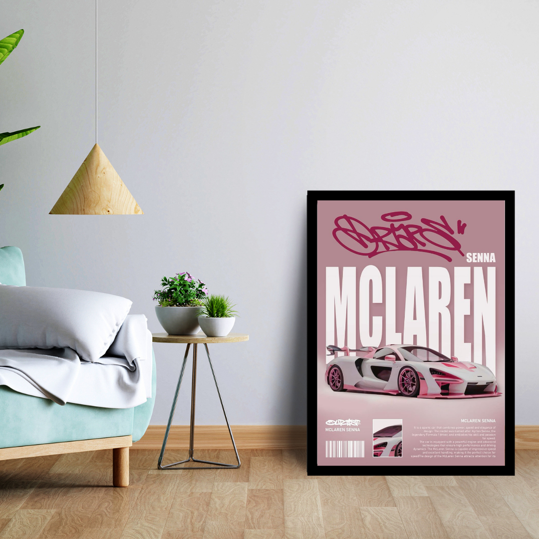 McLaren Senna Wall Frame | Supercar Poster | Luxury Sports Car Wall Art | Urban Aesthetic Décor Gift