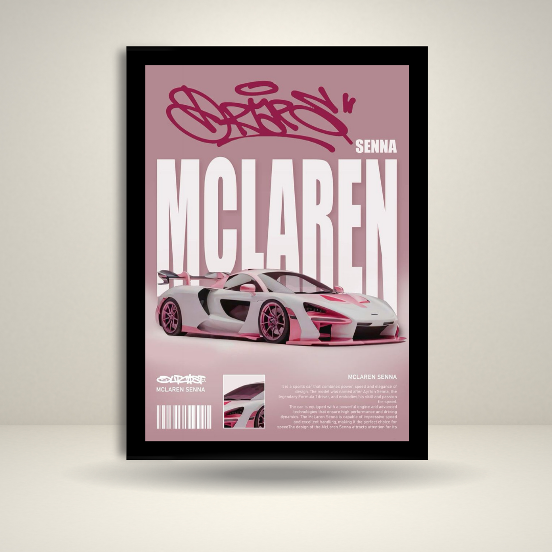 McLaren Senna Wall Frame | Supercar Poster | Luxury Sports Car Wall Art | Urban Aesthetic Décor Gift
