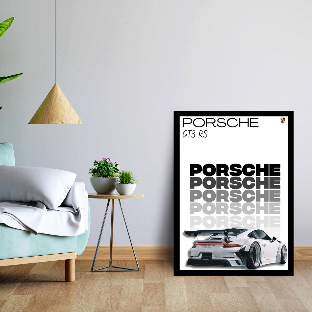 Porsche GT3 RS Wall Frame | Supercar Poster | Luxury Sports Car Wall Art Décor | Gift for Car Enthusiasts