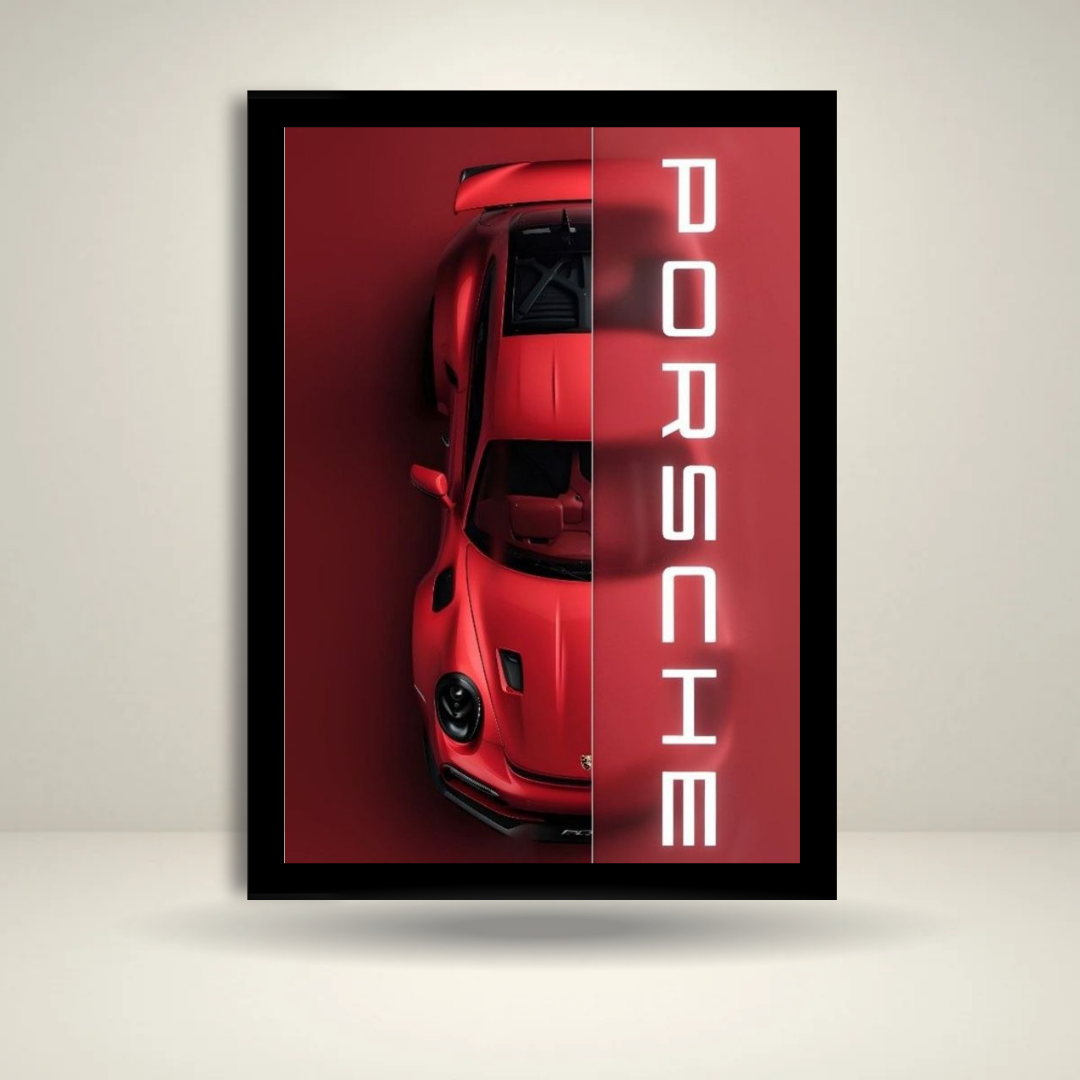 Porsche Red Sports Car Wall Frame | Luxury Supercar Poster | Modern Wall Art Décor | Gift for Car Lovers