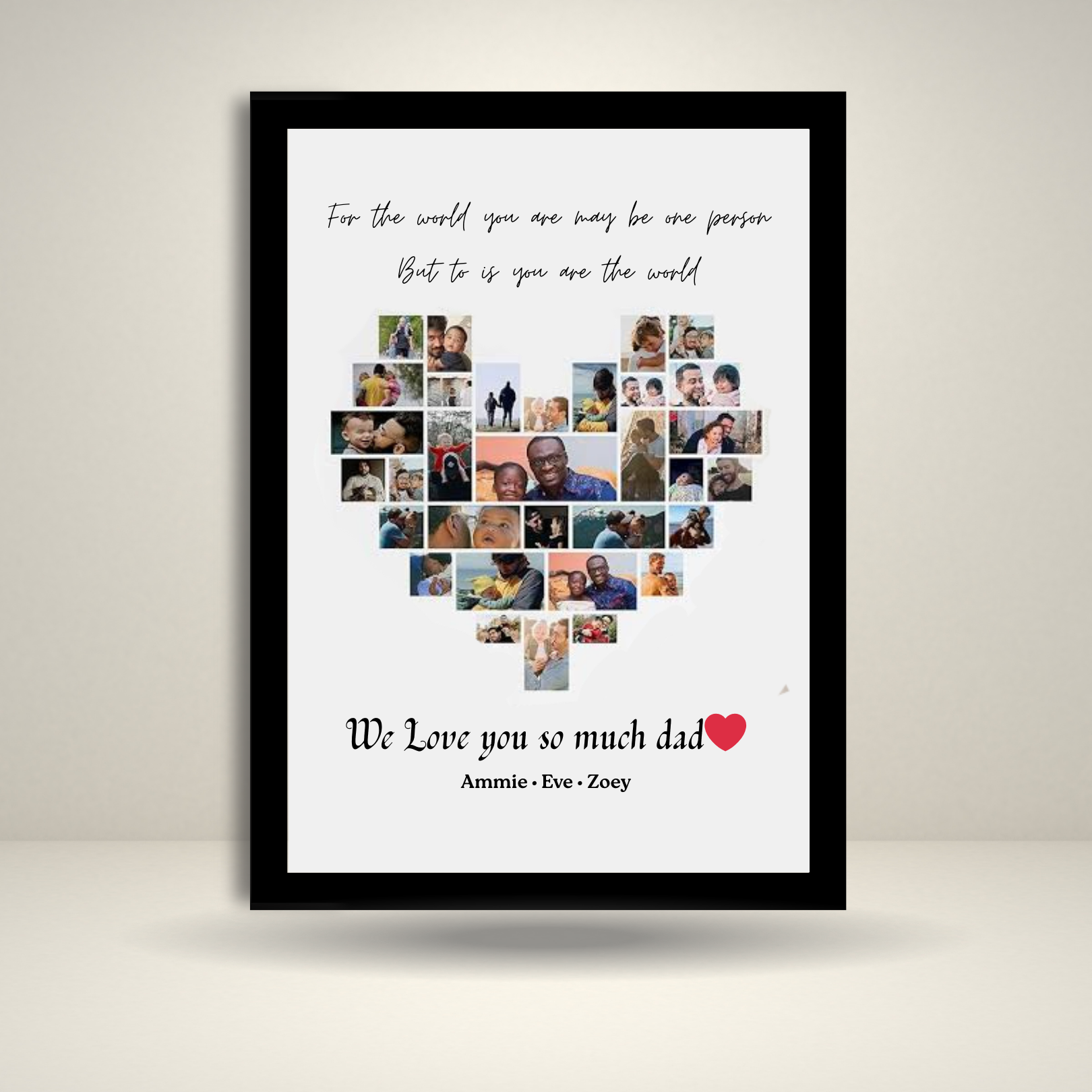 Custom Heart Shape Photo Collage Frame for Dad | Personalized Father’s Day Gift