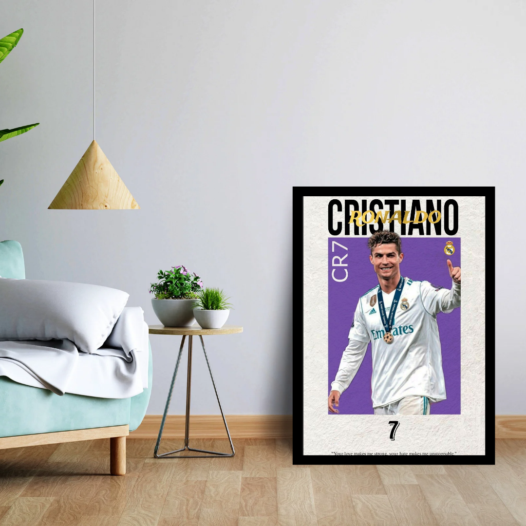Cristiano Ronaldo CR7 Wall Frame | Football Poster | Real Madrid Legend | Sports Wall Art for Room Décor & Gifts