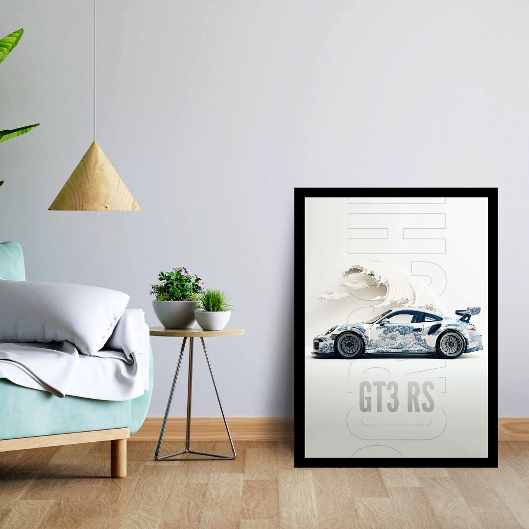 Porsche GT3 RS Wall Frame | Supercar Art Poster | Luxury Sports Car Wall Décor | Gift for Car Lovers