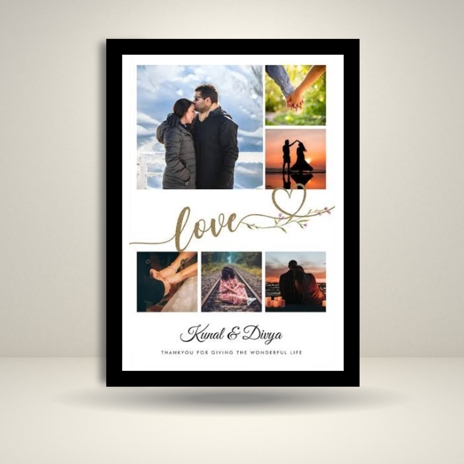 Custom Love Photo Collage Frame | Personalized Couple Gift & Anniversary Decor