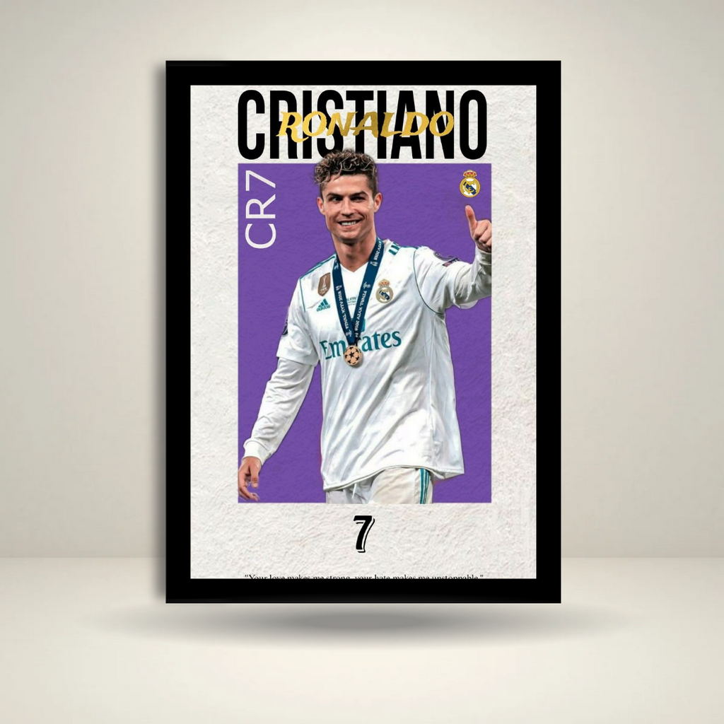 Cristiano Ronaldo CR7 Wall Frame | Football Poster | Real Madrid Legend | Sports Wall Art for Room Décor & Gifts