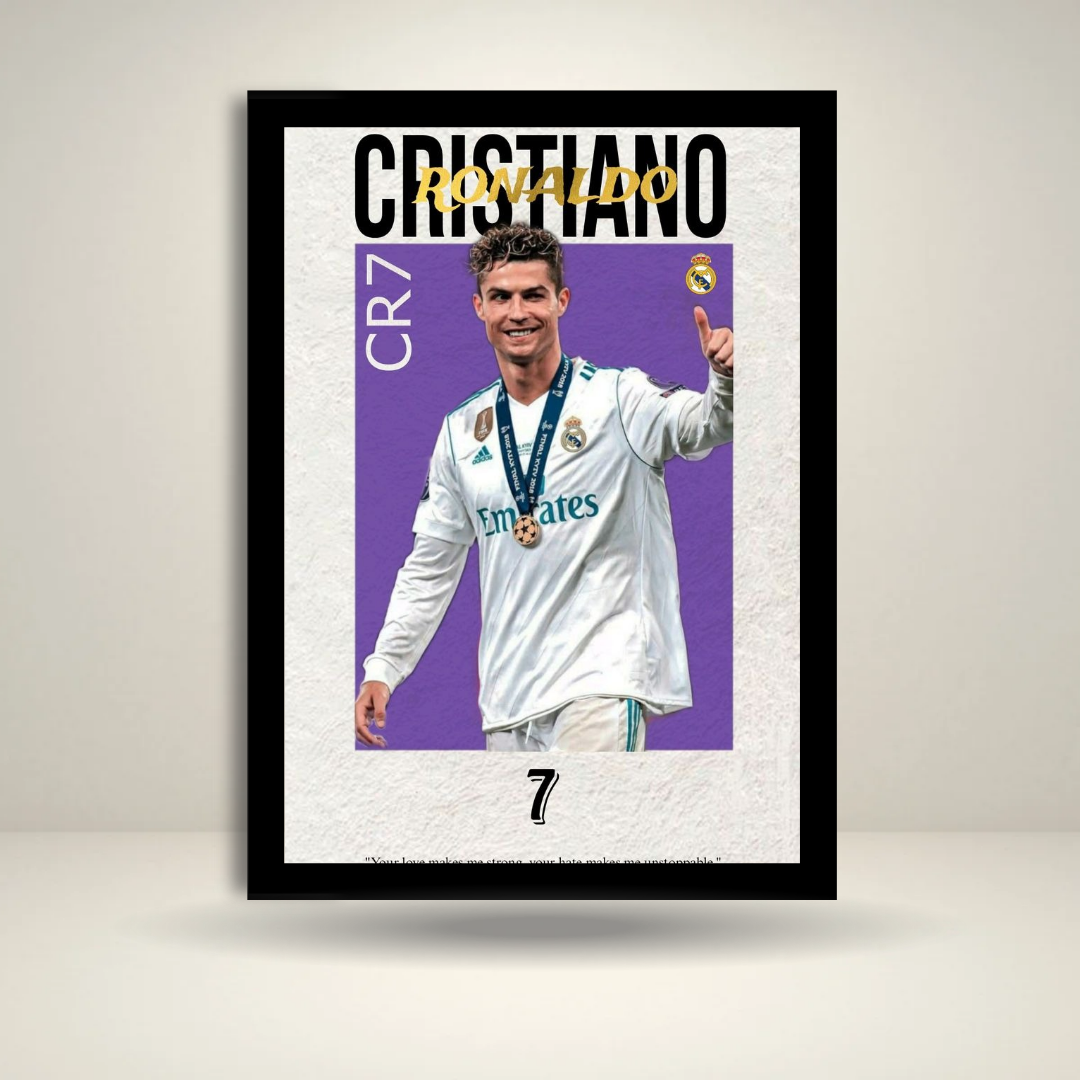 Cristiano Ronaldo CR7 Wall Frame | Football Poster | Real Madrid Legend | Sports Wall Art for Room Décor & Gifts