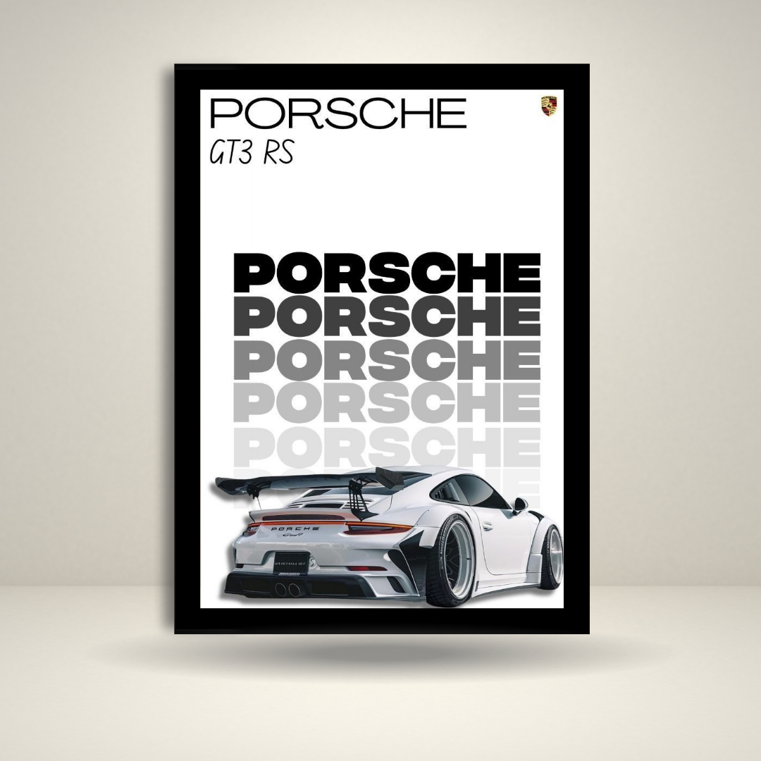 Porsche GT3 RS Wall Frame | Supercar Poster | Luxury Sports Car Wall Art Décor | Gift for Car Enthusiasts