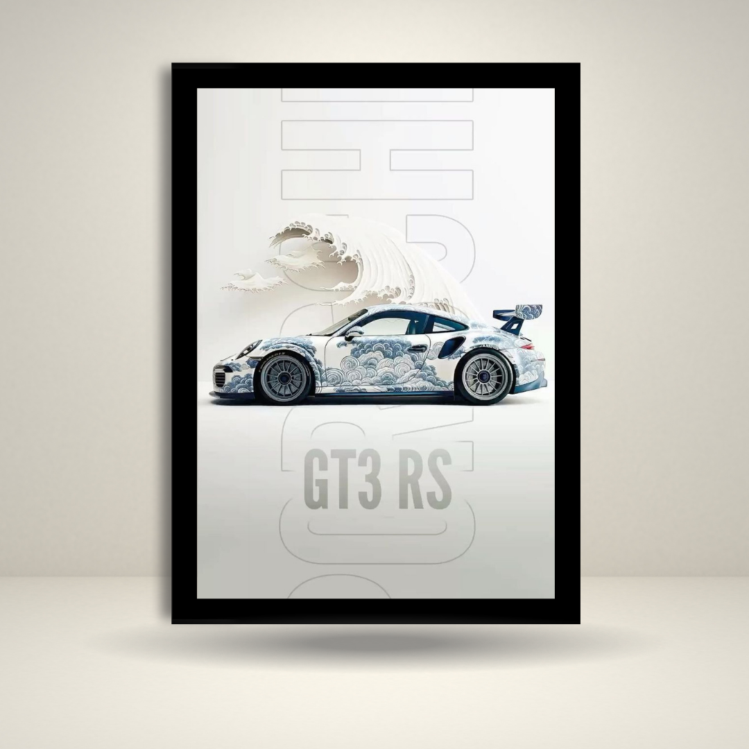 Porsche GT3 RS Wall Frame | Supercar Art Poster | Luxury Sports Car Wall Décor | Gift for Car Lovers